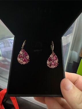 Pink Teardrop Crystal Drop Earrings - Women Jewelry
